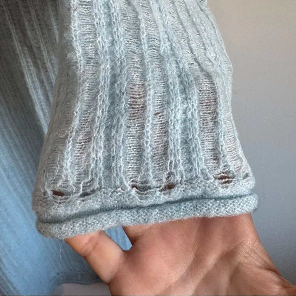 Zara light blue knit midi long sleeve sweater dress size M/L - Picture 11 of 13